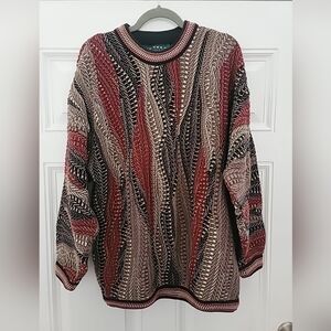 Vintage 80s 90s Tundra Canada 3D Texture Knit Dad Grandpa Sweater Biggie Hip Hop